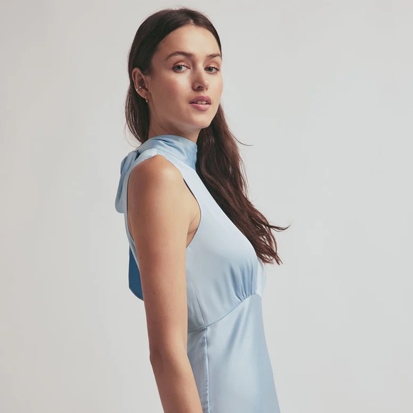 Favorite Daughter Women's Blue The Whisk Me Away Satin Dress size 4. - Picture 2 of 3